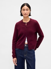 Gap Burgundy Red Soft Touch Crop Cardigan - Image 1 of 4