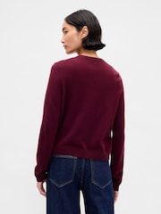 Gap Burgundy Red Soft Touch Crop Cardigan - Image 2 of 4