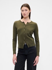 Gap Olive Green Crew Neck Cardigan - Image 1 of 5