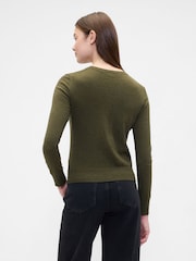 Gap Olive Green Crew Neck Cardigan - Image 2 of 5