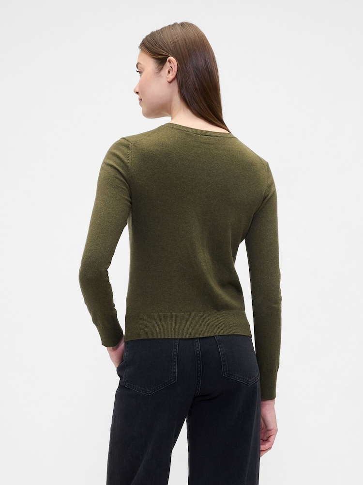 Gap Olive Green Crew Neck Cardigan - Image 2 of 5