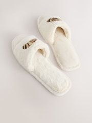 Ecru Croissant Embelished Slidder Slippers - Image 8 of 8