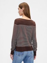 Gap Brown/White Stripe Bella Boat Neck Jumper - Image 2 of 5