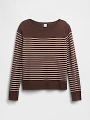 Gap Brown/White Stripe Bella Boat Neck Jumper - Image 4 of 5