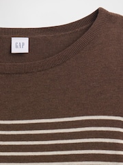 Gap Brown/White Stripe Bella Boat Neck Jumper - Image 5 of 5