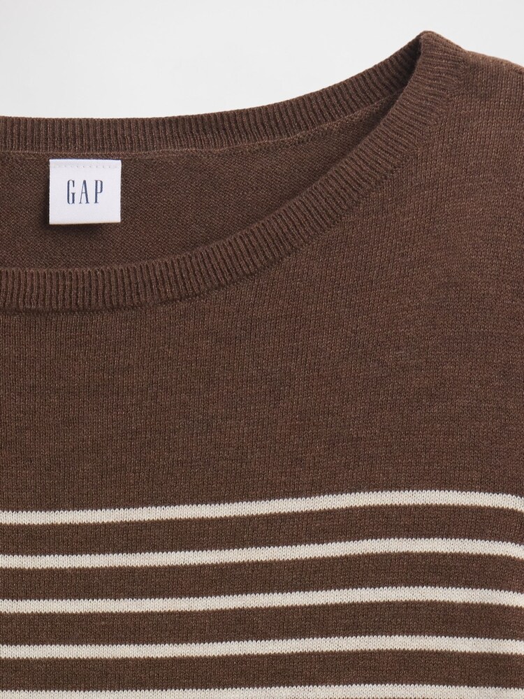 Gap Brown/White Stripe Bella Boat Neck Jumper - Image 5 of 5
