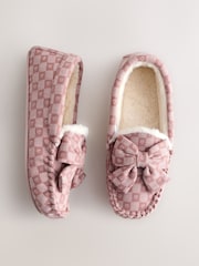 Pink Check Heart Moccasin Slippers - Image 1 of 5