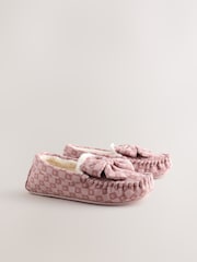Pink Check Heart Moccasin Slippers - Image 2 of 5