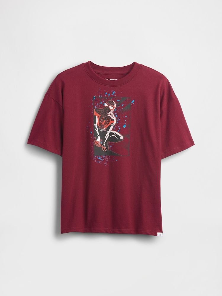Gap Burgundy Red Marvel Relaxed Crew Neck Graphic T-Shirt (4-13yrs) (4-13yrs) - Image 1 of 3 Gap Burgundy Red Marvel Relaxed Crew Neck Graphic T-Shirt (4-13yrs) (4-13yrs) - Image 1 of 3