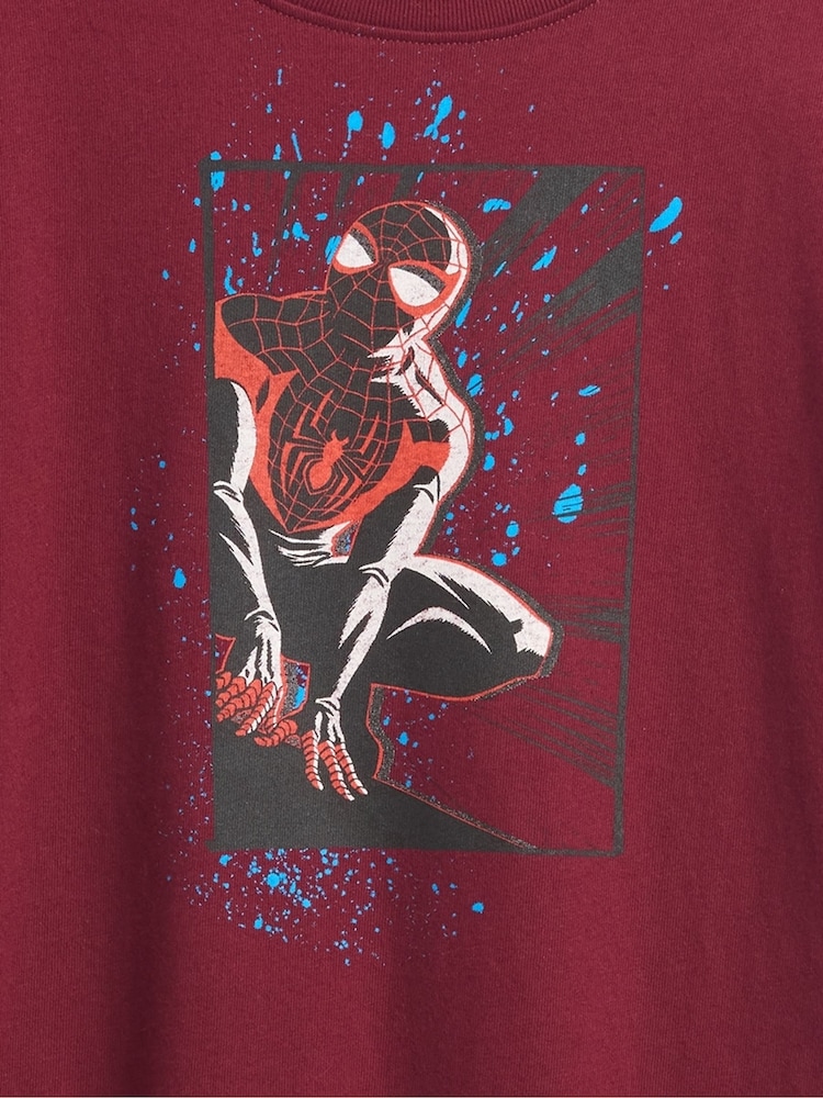 Gap Burgundy Red Marvel Relaxed Crew Neck Graphic T-Shirt (4-13yrs) (4-13yrs) - Image 3 of 3 Gap Burgundy Red Marvel Relaxed Crew Neck Graphic T-Shirt (4-13yrs) (4-13yrs) - Image 3 of 3