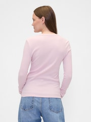 Gap Pink Long Sleeve Ribbed T-Shirt - Image 2 of 5
