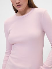 Gap Pink Long Sleeve Ribbed T-Shirt - Image 3 of 5