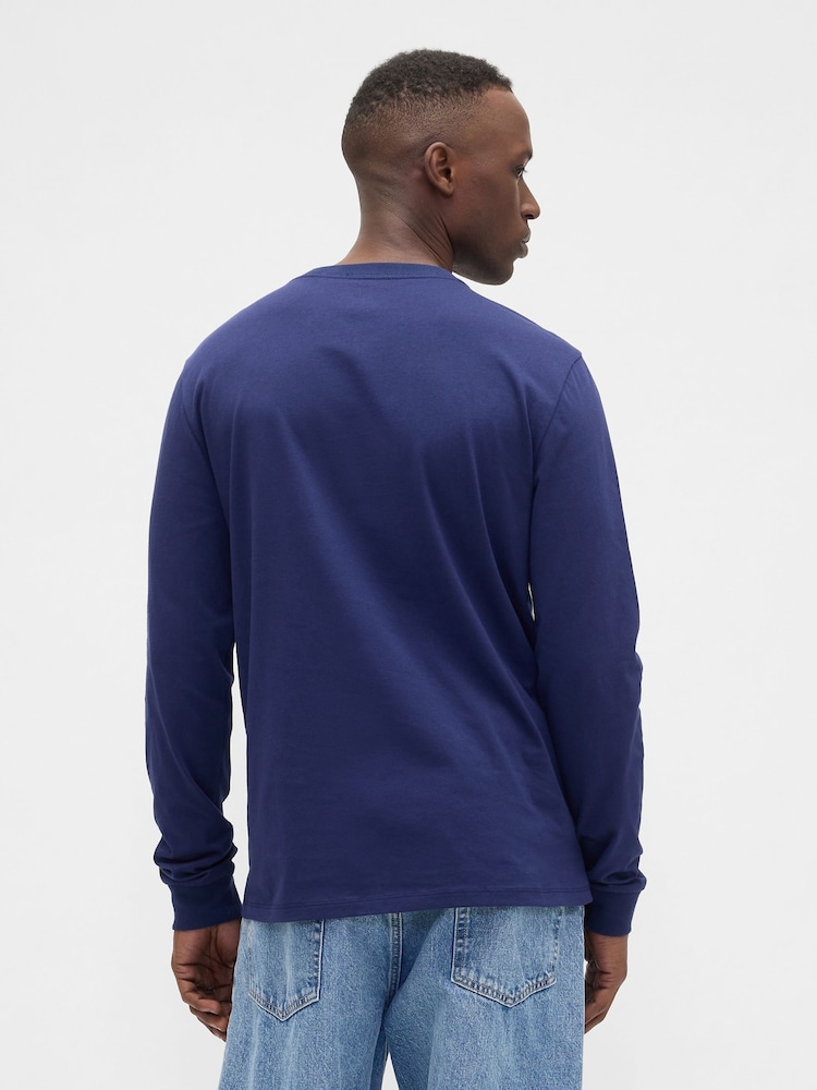 Gap Blue Long Sleeve Everyday T-Shirt - Image 2 of 5