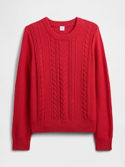 Gap Red Cotton Cable Knit Sweatshirt - Image 4 of 5