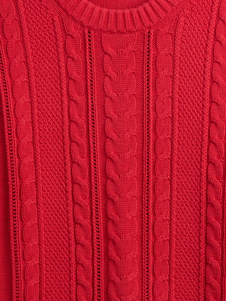 Gap Red Cotton Cable Knit Sweatshirt - Image 5 of 5