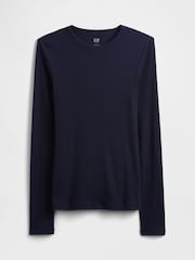 Gap Navy Blue Long Sleeve Ribbed T-Shirt - Image 5 of 5