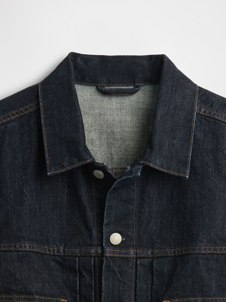 Gap Dark Wash Blue Heavyweight Denim Jacket - Image 4 of 4 Gap Dark Wash Blue Heavyweight Denim Jacket - Image 4 of 4
