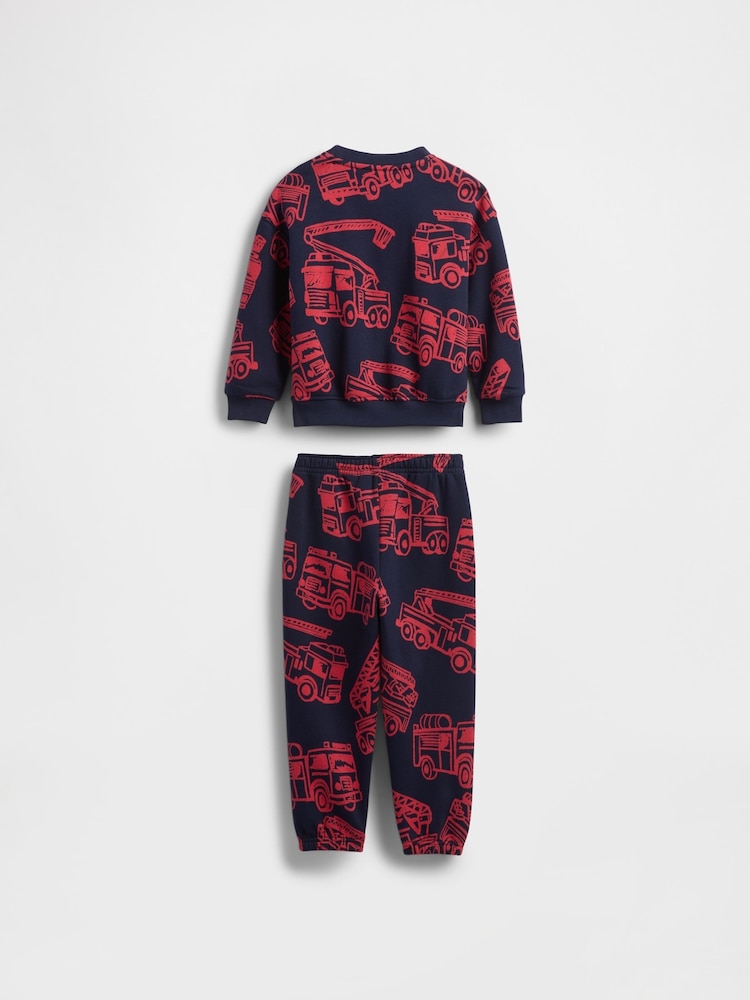 Gap Navy Blue Vintage Soft Firetruck Sweatshirt & Joggers Set (6mths-5yrs) (6mths-5yrs) - Image 3 of 3