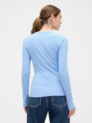 Gap Blue Long Sleeve Ribbed T-Shirt - Image 2 of 5