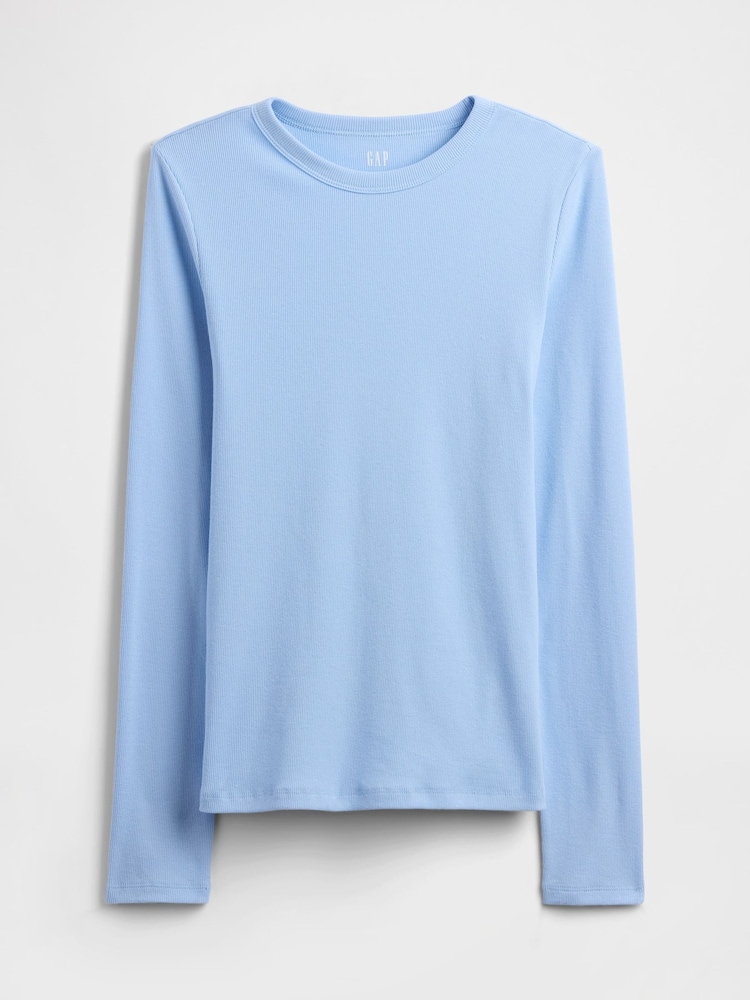Gap Blue Long Sleeve Ribbed T-Shirt - Image 5 of 5