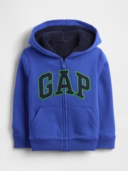 Gap Blue Logo Sherpa Zip Hoodie (6mths-5yrs) (6mths-5yrs) - Image 1 of 6