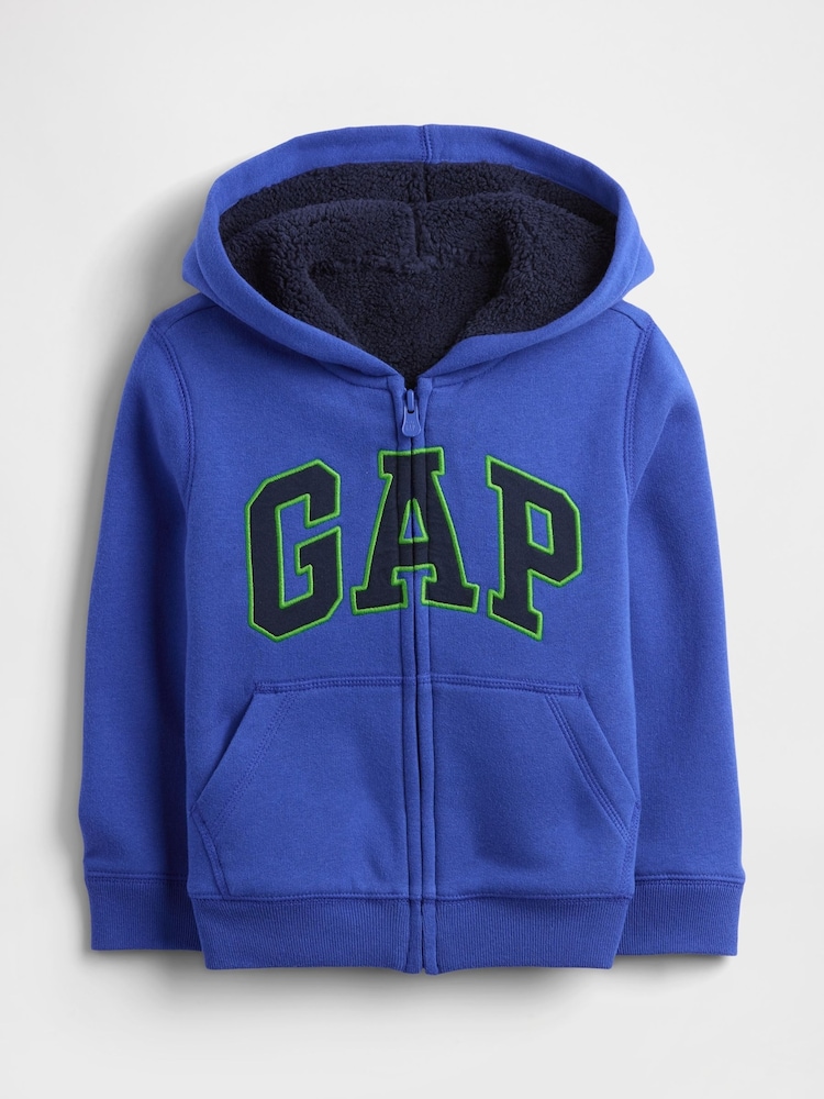 Gap Blue Logo Sherpa Zip Hoodie (6mths-5yrs) (6mths-5yrs) - Image 1 of 6