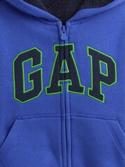 Gap Blue Logo Sherpa Zip Hoodie (6mths-5yrs) (6mths-5yrs) - Image 3 of 6
