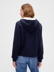 Gap Blue Relaxed Logo Sherpa-Lined Zip Hoodie - Image 2 of 4