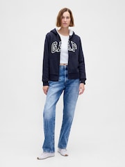 Gap Blue Relaxed Logo Sherpa-Lined Zip Hoodie - Image 3 of 4