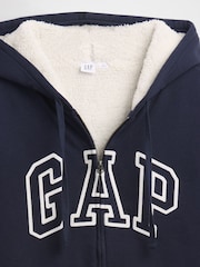 Gap Blue Relaxed Logo Sherpa-Lined Zip Hoodie - Image 4 of 4