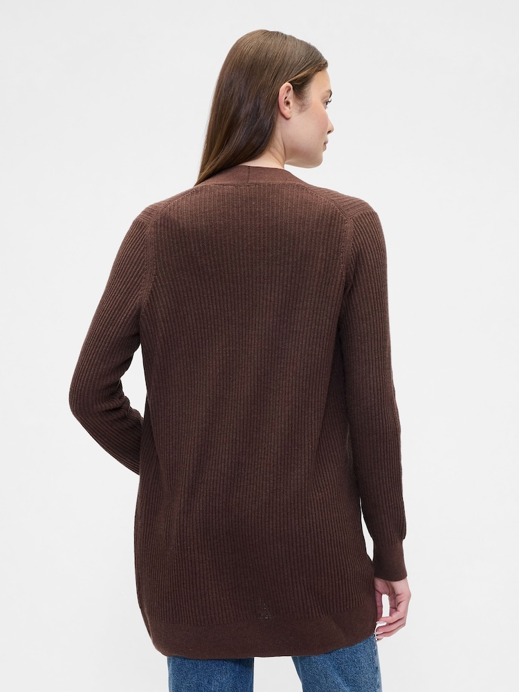 Gap Brown Long Open Cardigan - Image 2 of 5 Gap Brown Long Open Cardigan - Image 2 of 5