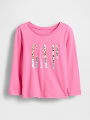 Lentejuelas rosas - Gap Logo Crew Neck Long Sleeve T-Shirt (6mths-5yrs) (6mths-5yrs) - Imagen 1 de 3