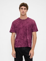 Gap Purple Tie-Dye Original Crew Neck Short Sleeve T-Shirt - Image 1 of 4