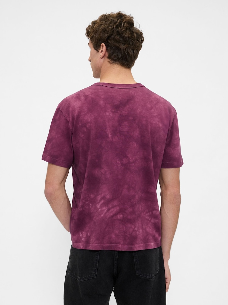 Gap Purple Tie-Dye Original Crew Neck Short Sleeve T-Shirt - Image 2 of 4 Gap Purple Tie-Dye Original Crew Neck Short Sleeve T-Shirt - Image 2 of 4