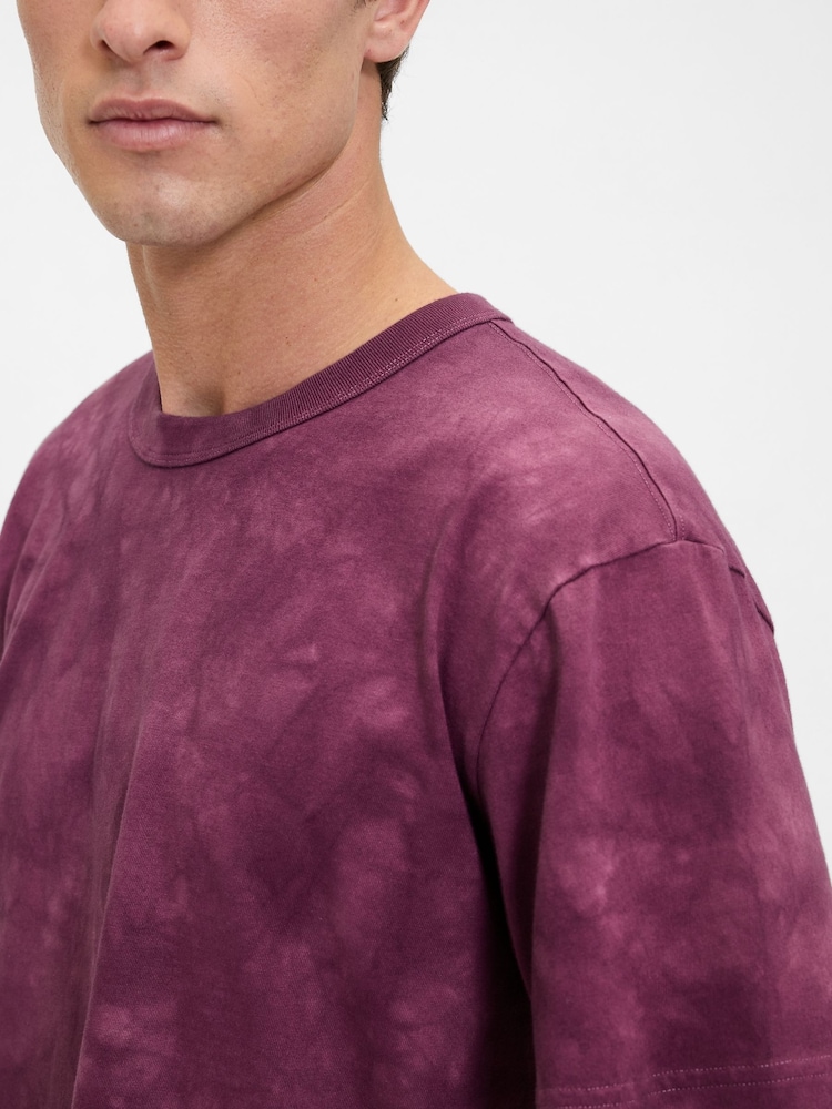 Gap Purple Tie-Dye Original Crew Neck Short Sleeve T-Shirt - Image 4 of 4 Gap Purple Tie-Dye Original Crew Neck Short Sleeve T-Shirt - Image 4 of 4