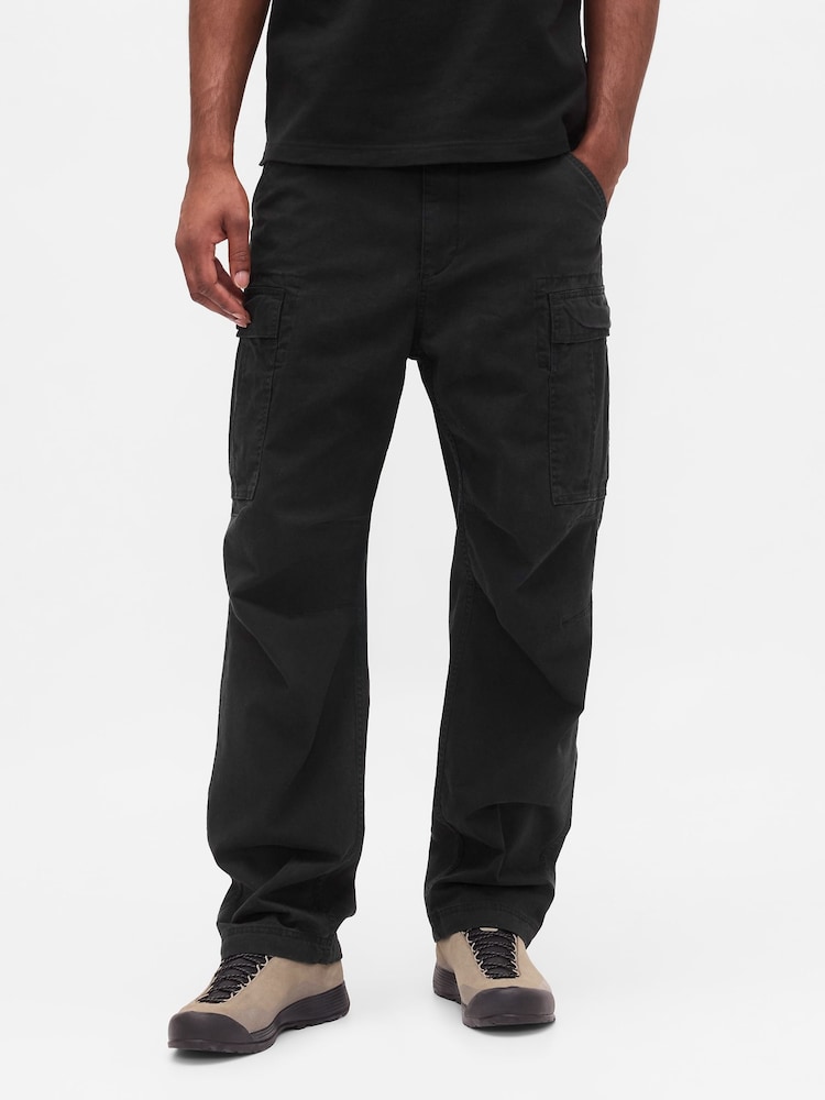 Gap Black Relaxed Cargo Trousers - Image 1 of 5 Gap Black Relaxed Cargo Trousers - Image 1 of 5