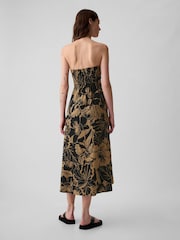 Gap Black Floral Linen Blend Removable Straps Midi Dress - Image 5 of 6