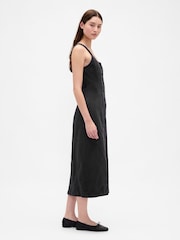 Gap Black Seamed Button Front Midi Dress - Image 3 of 4