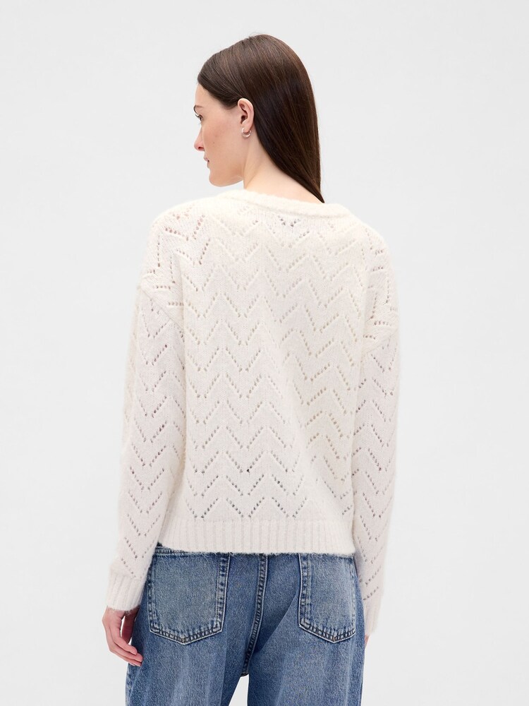 Gap Nude Fuzzy Pointelle Cardigan - Image 2 of 4