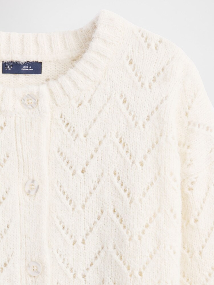 Gap Nude Fuzzy Pointelle Cardigan - Image 4 of 4