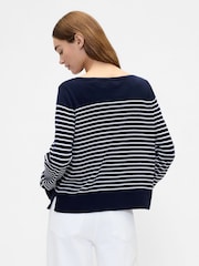 Gap Blue/Navy/White Stripe Bella Boat Neck Jumper - Image 2 of 5