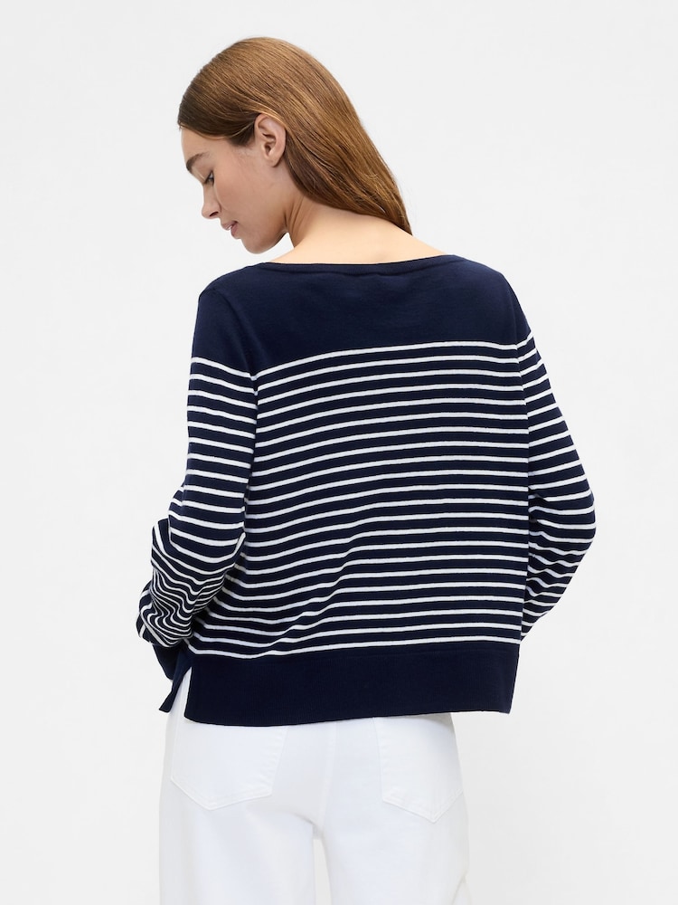 Gap Blue/Navy/White Stripe Bella Boat Neck Jumper - Image 2 of 5