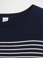 Gap Blue/Navy/White Stripe Bella Boat Neck Jumper - Image 4 of 5