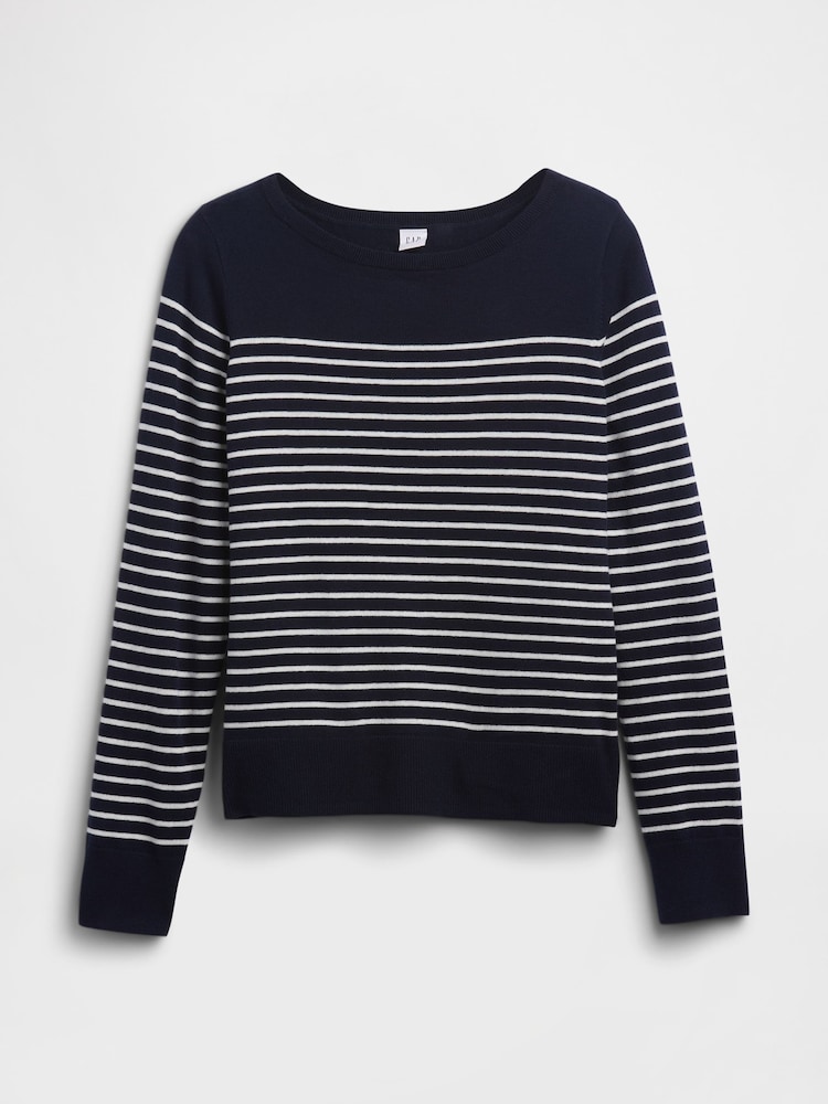 Gap Blue/Navy/White Stripe Bella Boat Neck Jumper - Image 5 of 5