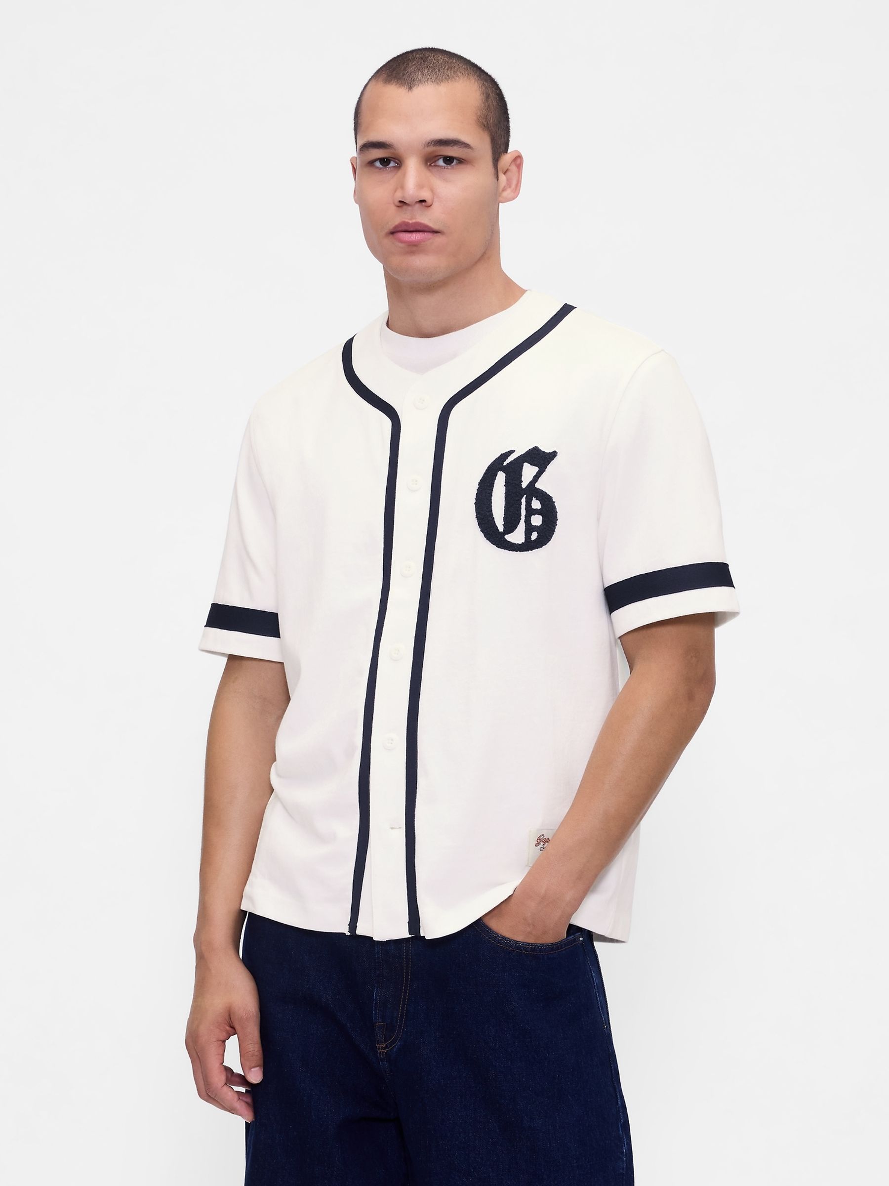 Buy Gap White Varsity Logo Baseball Jersey T-Shirt from Next Norway