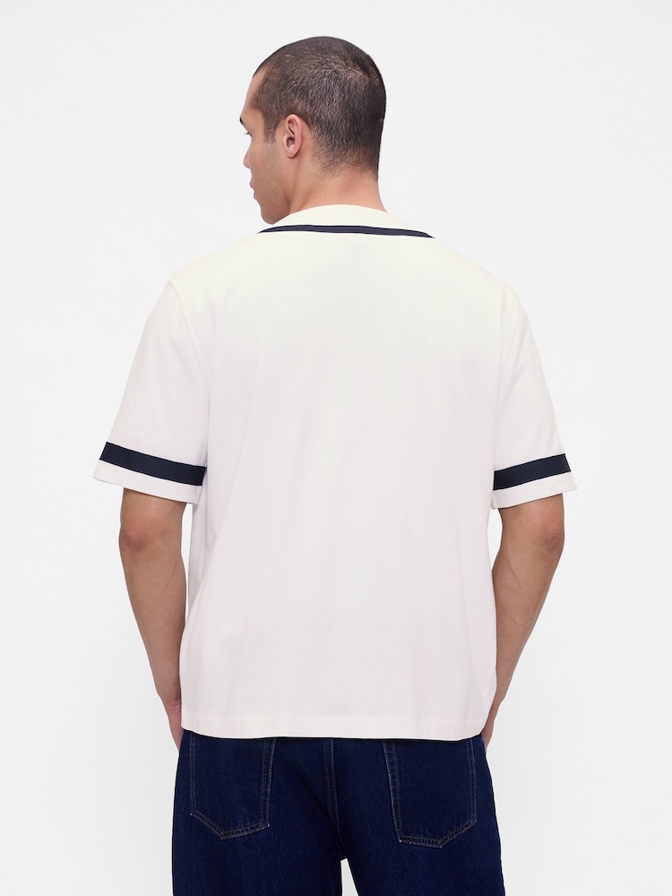 Gap White Varsity Logo Baseball Jersey T-Shirt - Image 2 of 4