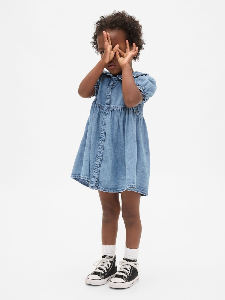 Gap Blue Denim Ruffle Dress (6mths-5yrs) (6mths-5yrs) - Image 1 of 3