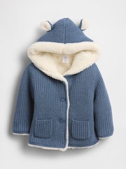 Gap Blue Sherpa-Lined Cardigan (Newborn-24mths) (0-24mths) - Image 1 of 2