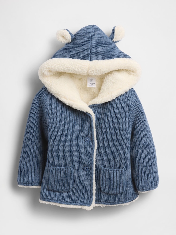 Gap Blue Sherpa-Lined Cardigan (Newborn-24mths) (0-24mths) - Image 1 of 2