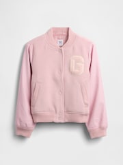 Gap Pink Wool-Blend Varsity Bomber Jacket (4-13yrs) (4-13yrs) - Image 1 of 2